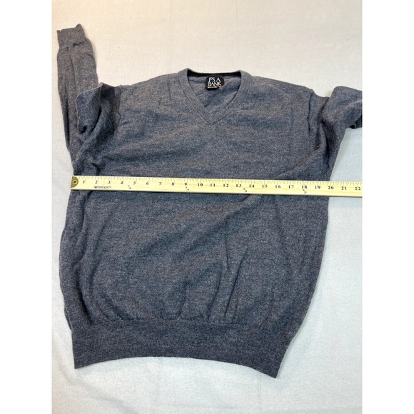 Jos A Bank Wool Sweater XL Italian Merino Wool Mens Gray V Neck Sweatshirt - Picture 9 of 13